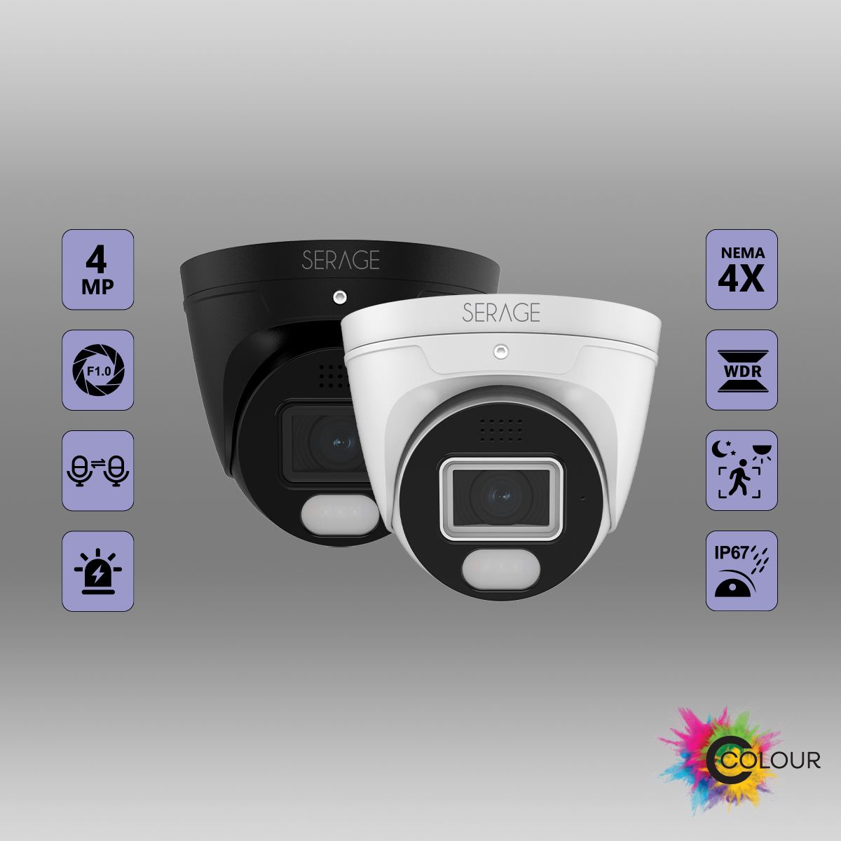 SRPCDNC4FW/B 4MP 2.8mm Fixed Lens Premium Serage C-Colour Dome Camera